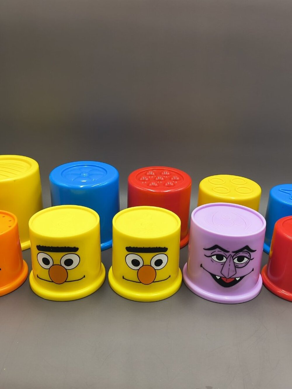 Lot of 10 Stacking Nesting Cups: Sesame Street (4) + Assorted Toy Cups (6)